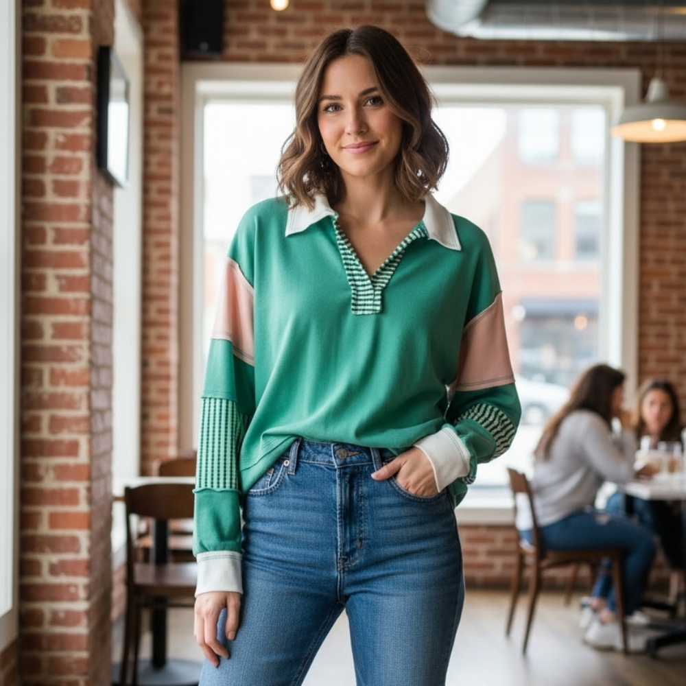 Green and Pink Women's Sweatshirt